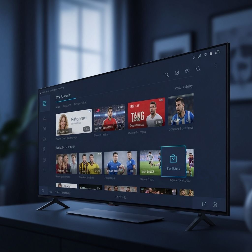 Smart TV displaying buffering icon with troubleshooting guide overlay